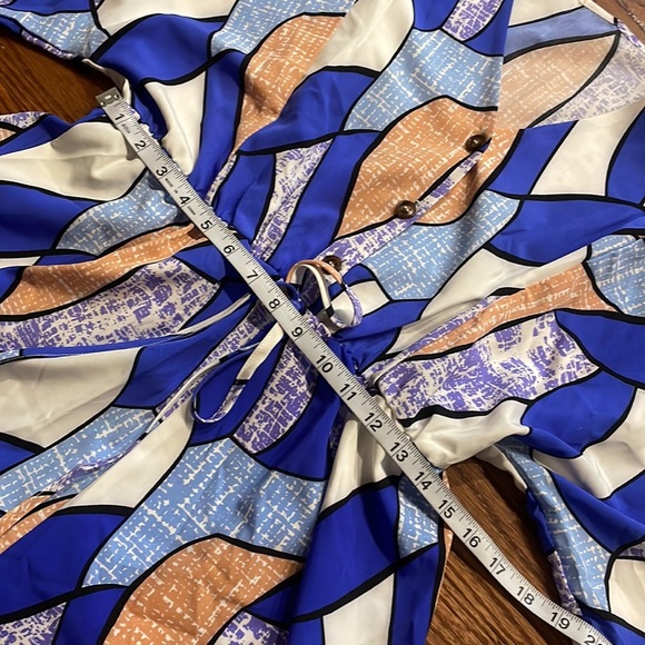 Colorblock all over print batwing sleeves romper vacation leisure knit front Lrg - Picture 9 of 13